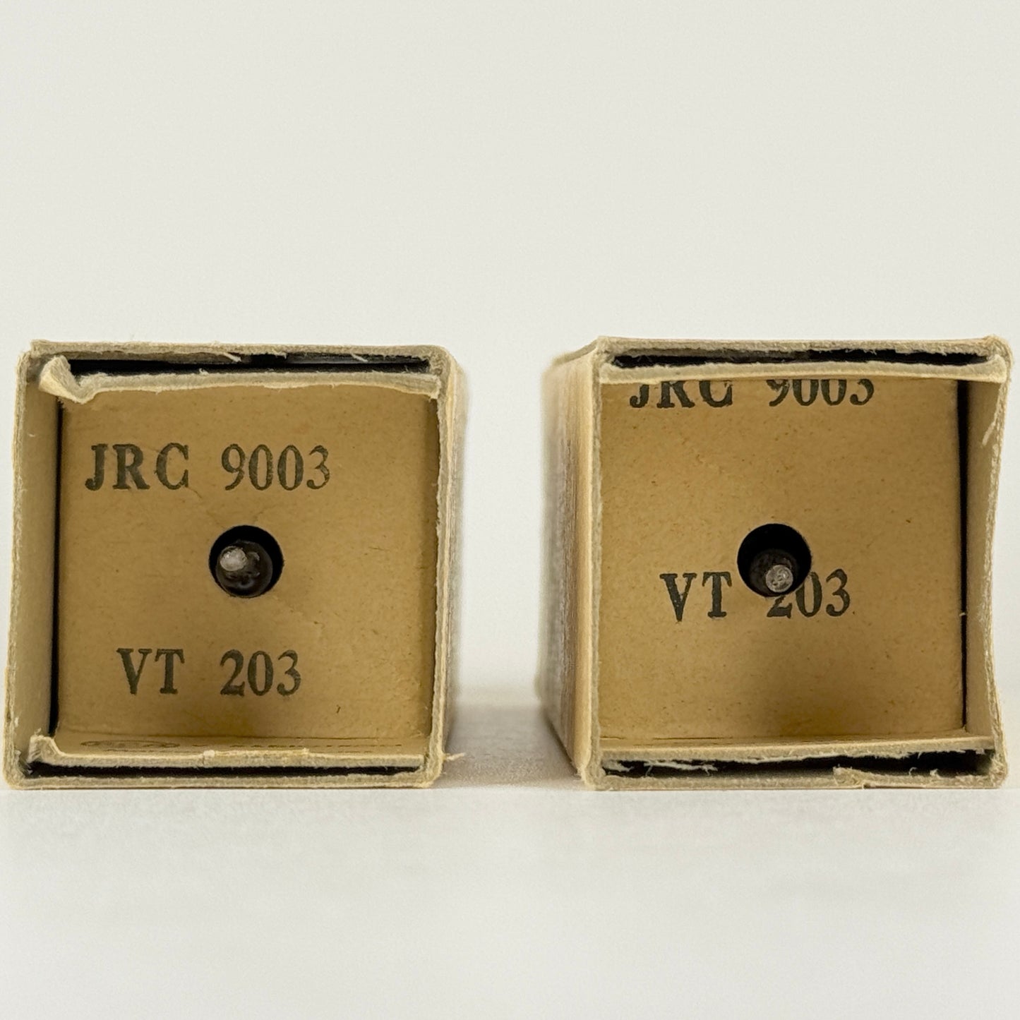 Tested Matched Pair 1945 RCA JRC 9003 Tubes VT-203 with Boxes Codes VIE (a)