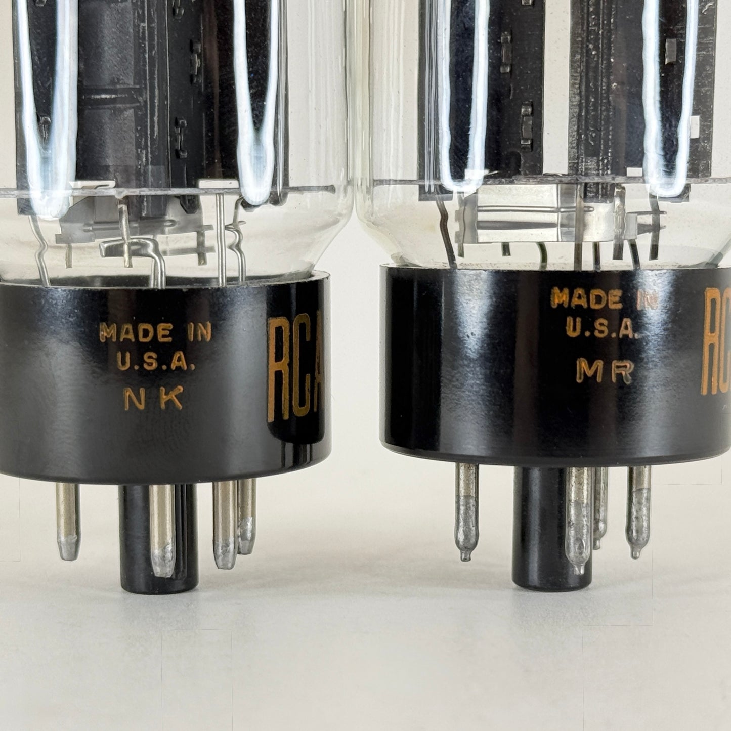 Tested Matched Pair RCA 5U4GB Tubes Black Ribbed Plates Square Getters NK & MR
