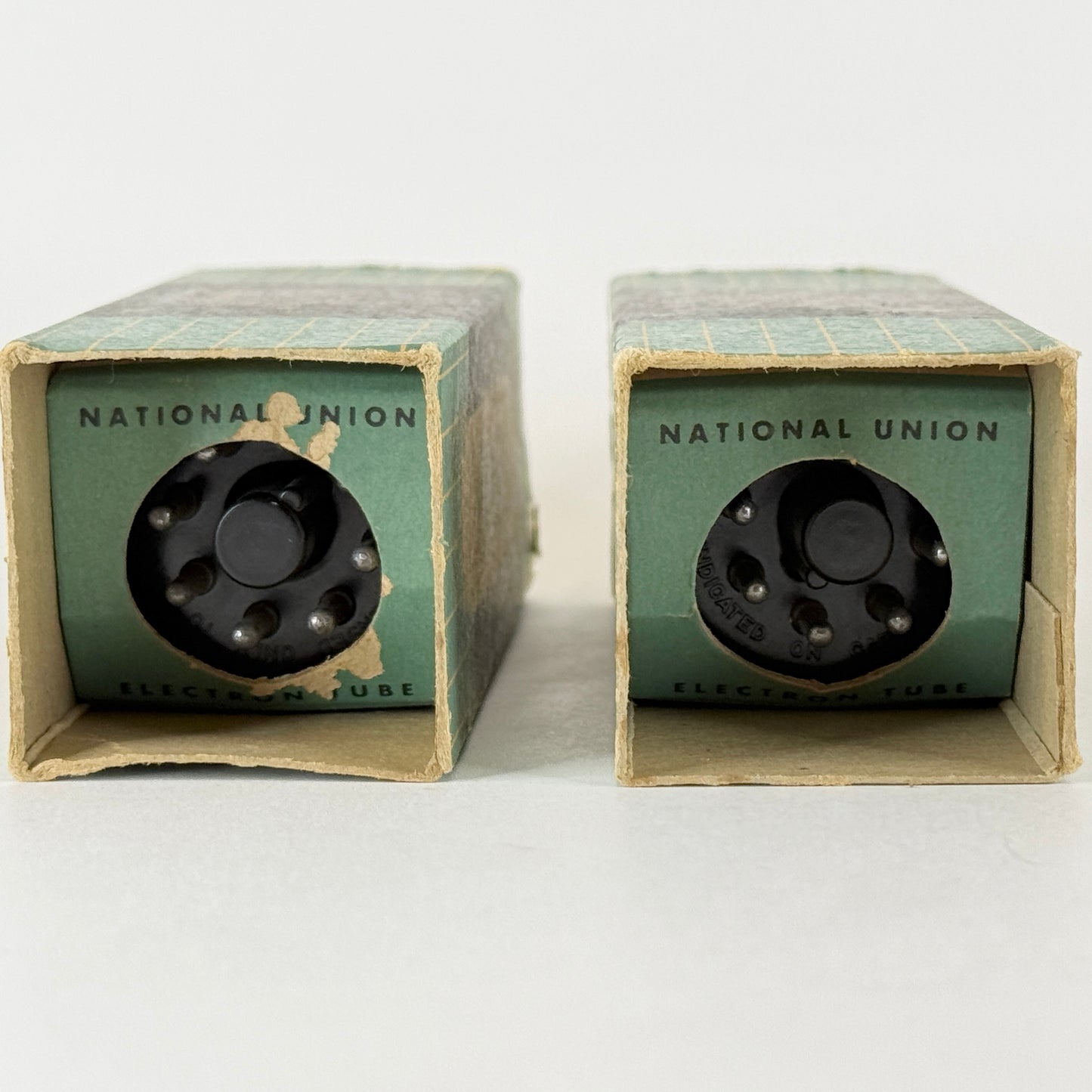 Tested Matched Pair Gray Smoke National Union 6N7GT/G Tubes and Boxes Codes JR