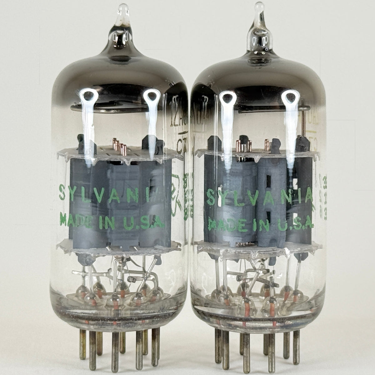 Matched Pair Sylvania 12AU7A Tubes Code 726 Copper Posts Grey Plates 12AU7 (c)