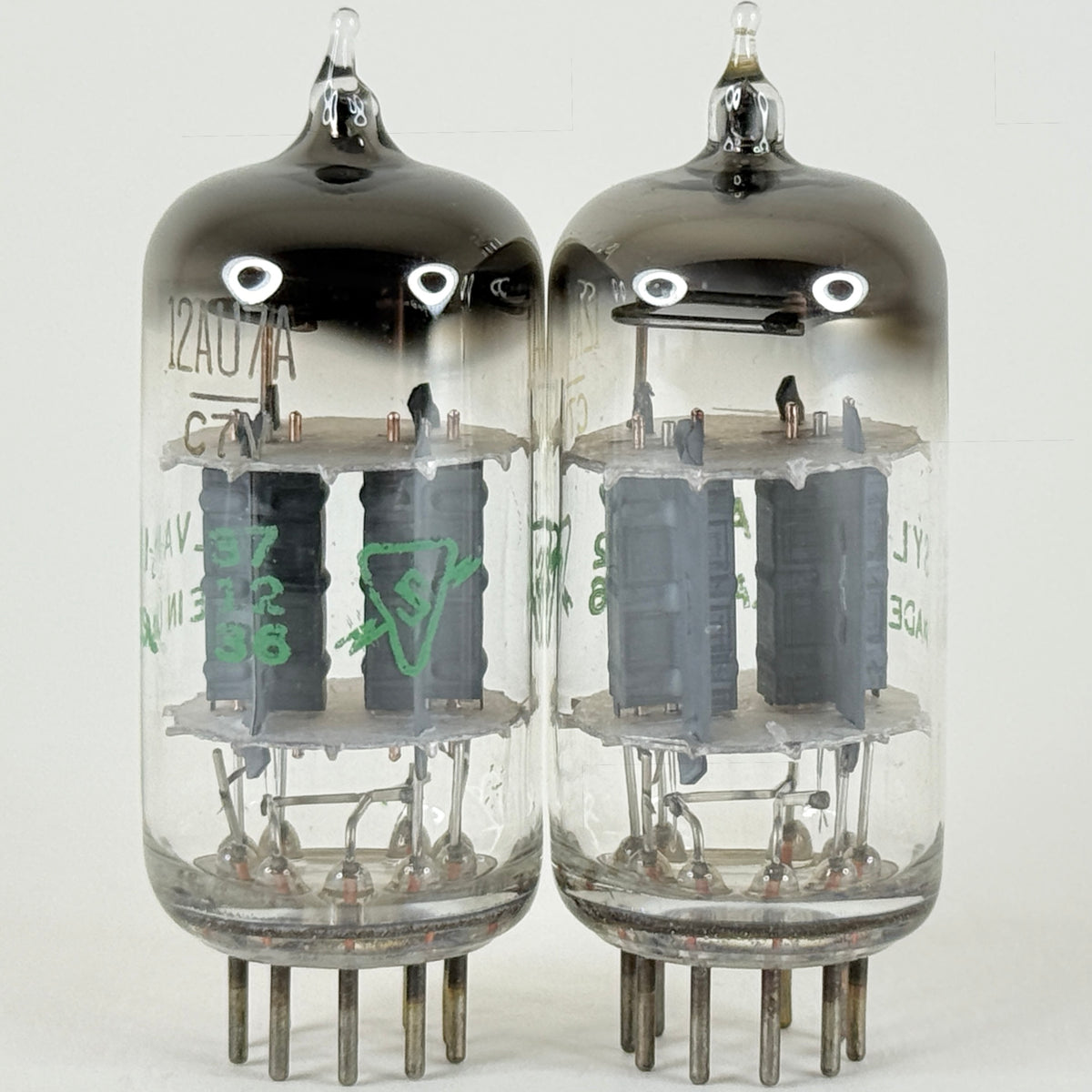 Matched Pair Sylvania 12AU7A Tubes Code 726 Copper Posts Grey Plates 12AU7 (c)