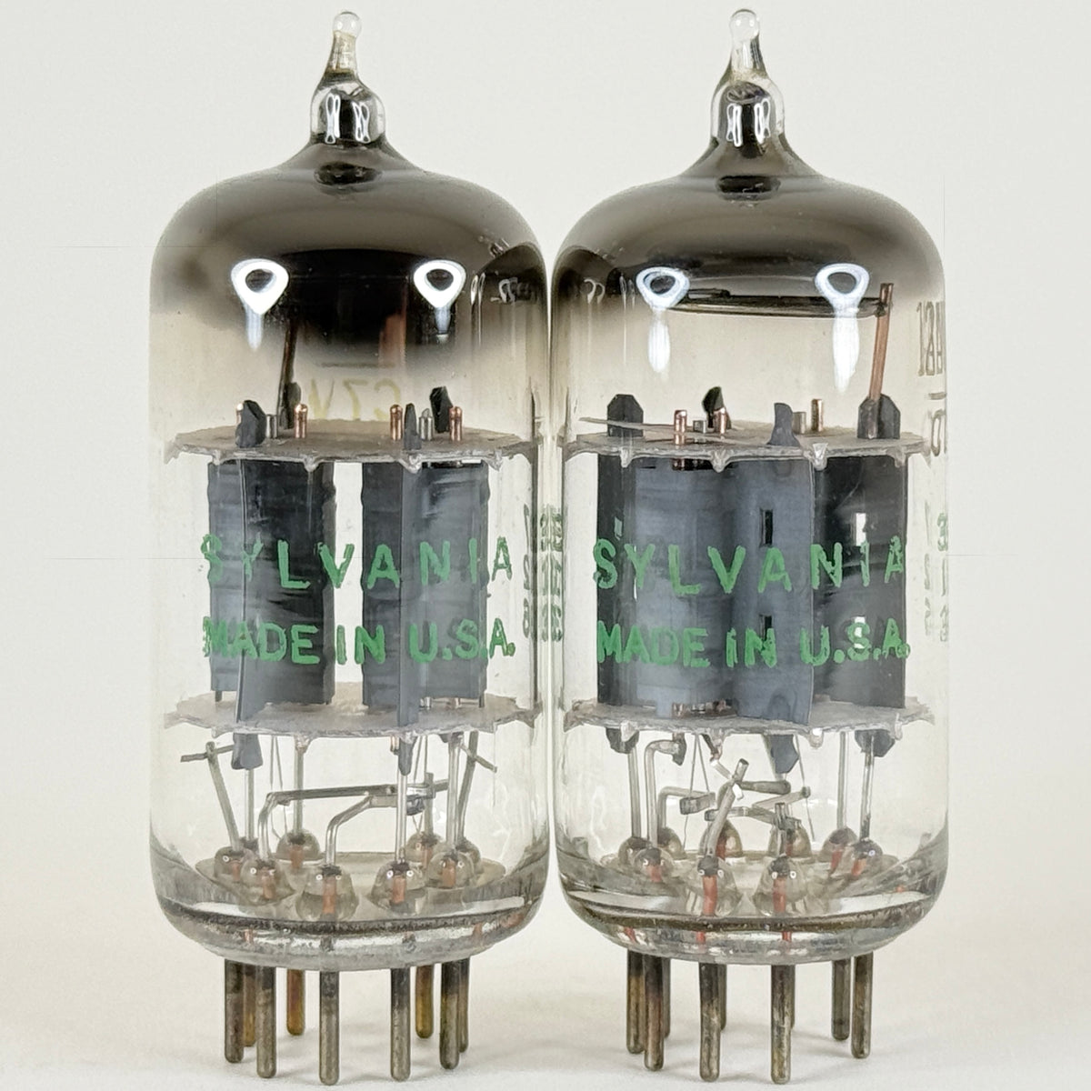 Matched Pair Sylvania 12AU7A Tubes Codes 726 Grey Plates Copper Posts 12AU7 (d)