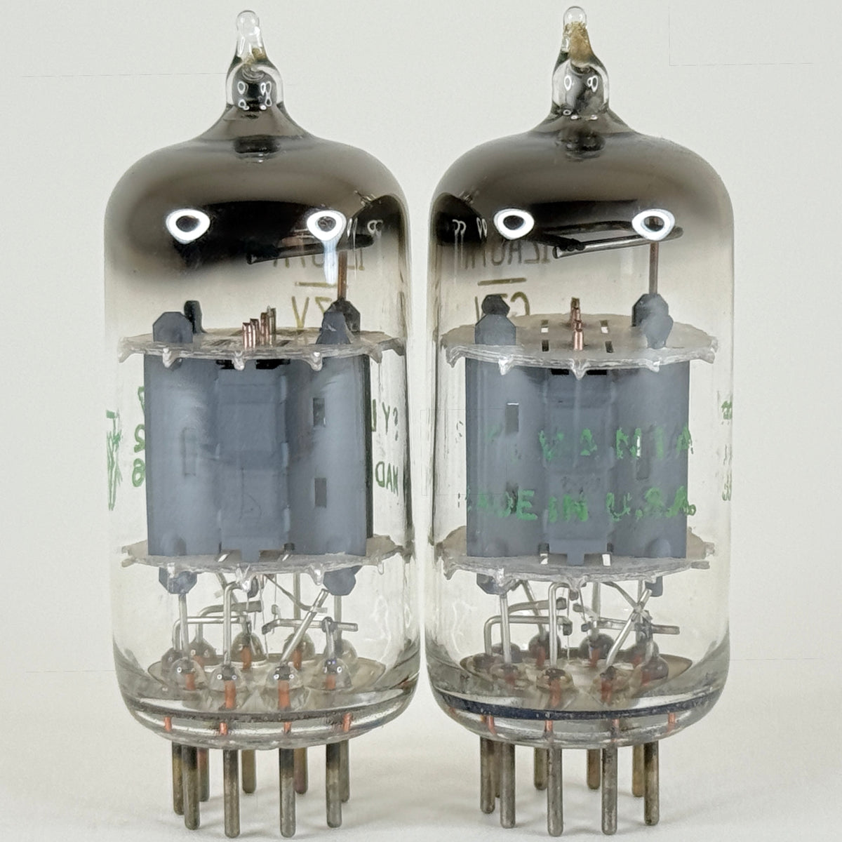 Matched Pair Sylvania 12AU7A Tubes Copper Posts Codes 726 Grey Plates 12AU7 (e)