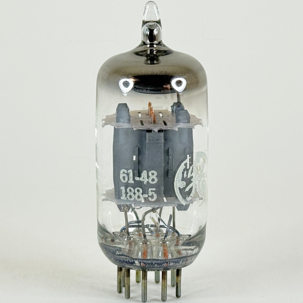 (1) Tested GE 12AU7A Tube with Box Copper Posts Code 61-48 Gray Plates 12AU7 A