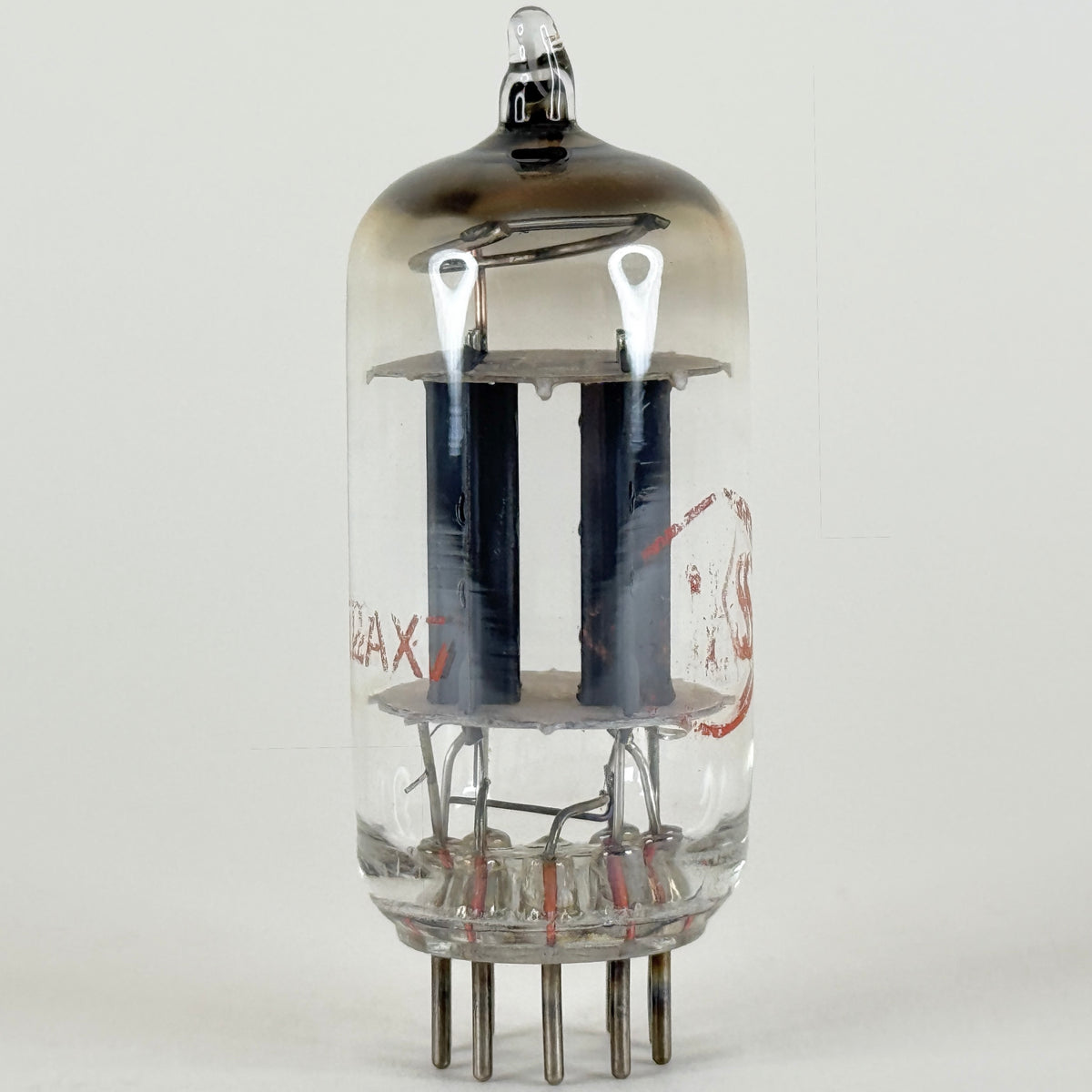 (1) Tested Balanced CBS 12AX7 Tube with Box Grey Plates Horseshoe Halo Getter