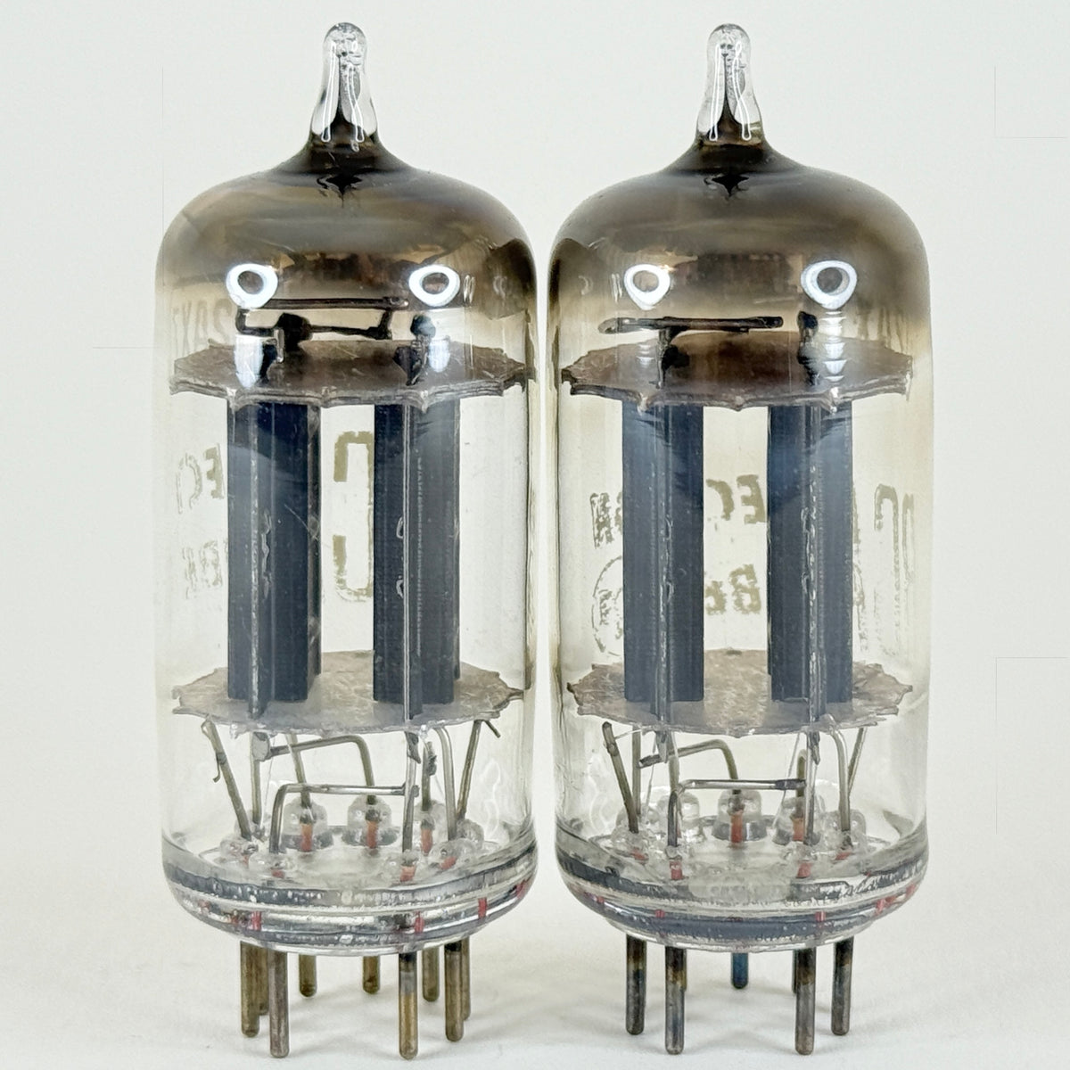 Tested Matched and Balanced Pair RCA 12AX7 Tubes Black Plates Square Getters