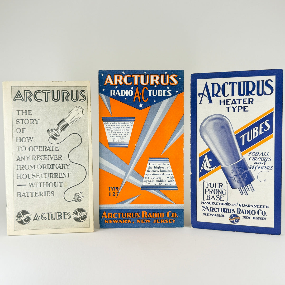 Lot of (3) Original Arcturus Tubes Advertising Pamphlets Arcturus Vacuum Tubes