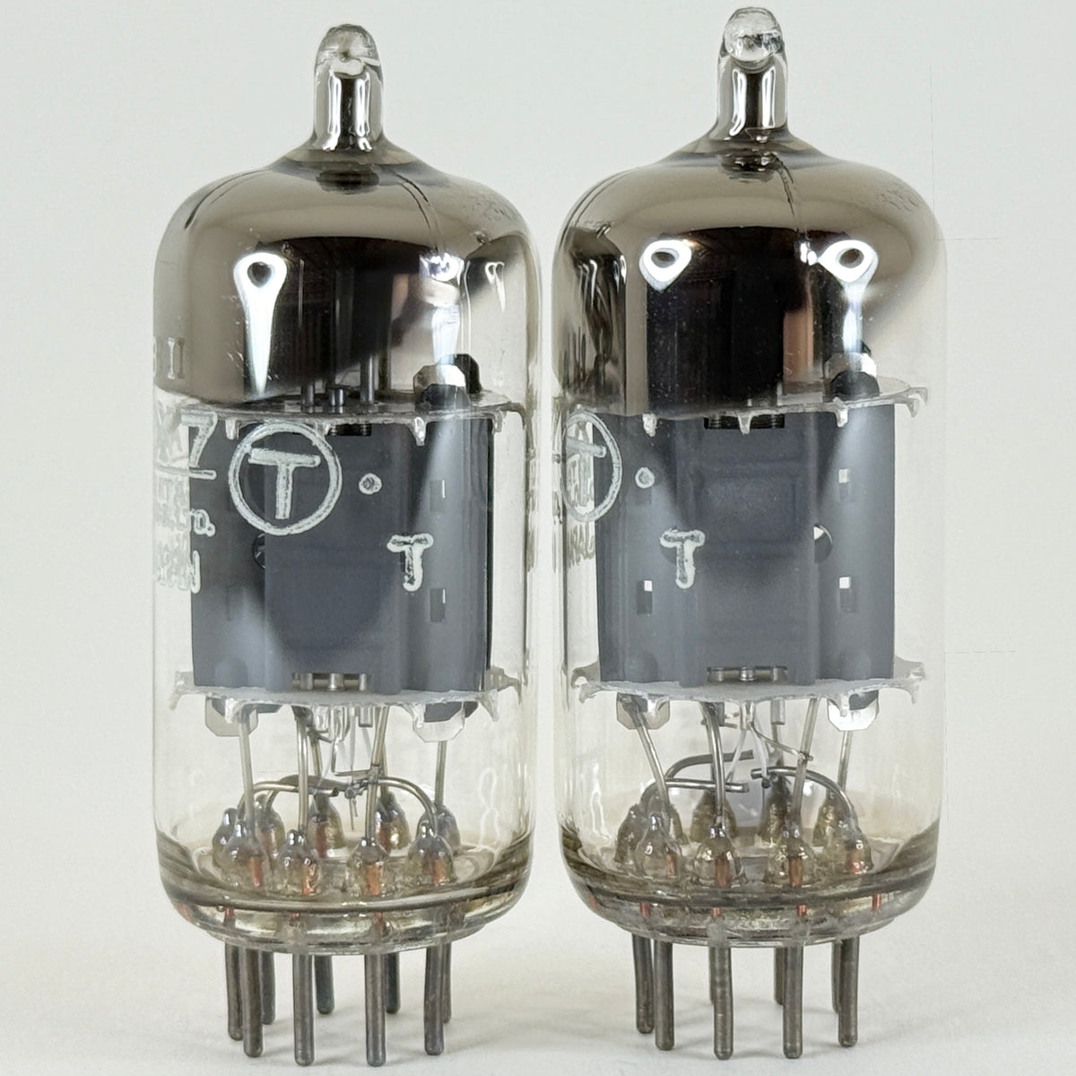 Tested Matched Pair Matsushita 12AX7 Tubes Japan Codes 8I Gray Plates Round Gets