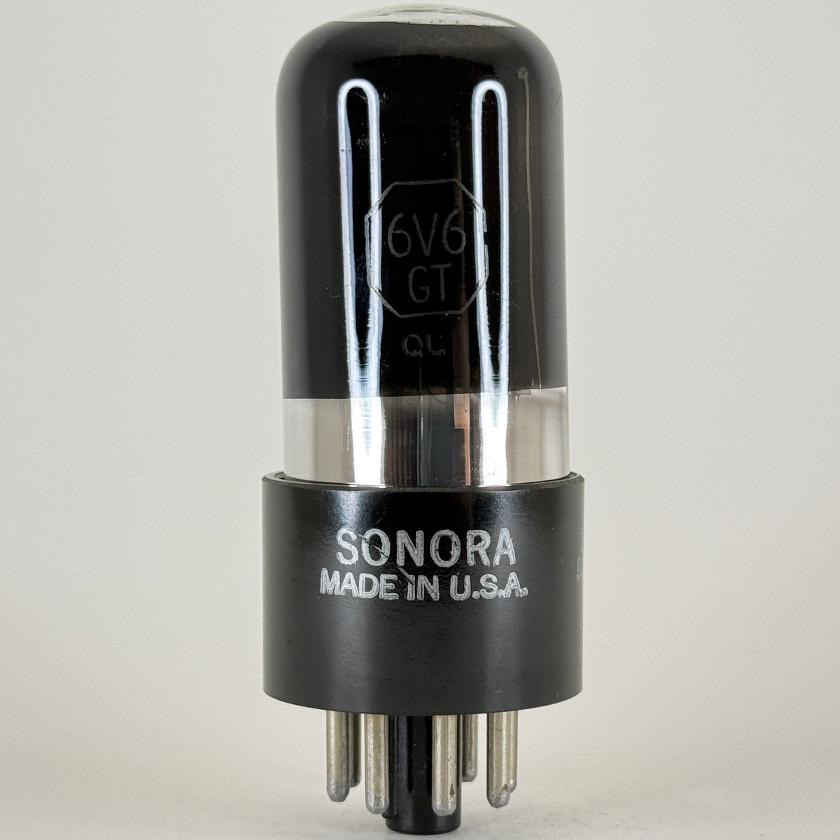 (1) Tested Sonora 6V6GT Tube Black Glass Black Plate Date Code 50-48 RCA EIA