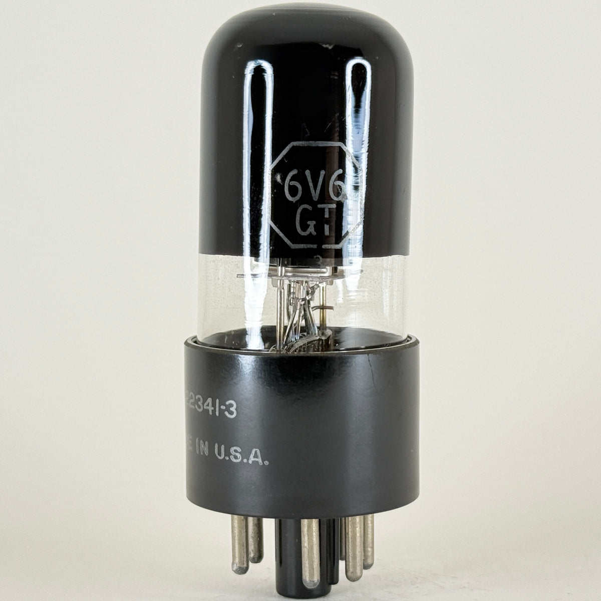 (1) Tested Delco 6V6GT Tube Tung Sol EIA Black Glass Black Plate D foil 341-3