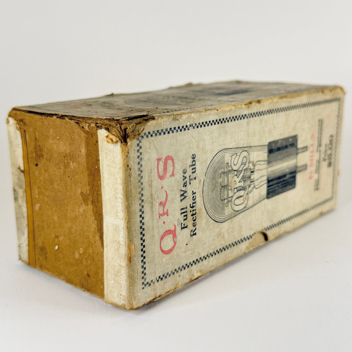 Rare 1920s QRS 85 Mills Rectifier Tube with Original Box Q.R.S. Redtop Tube