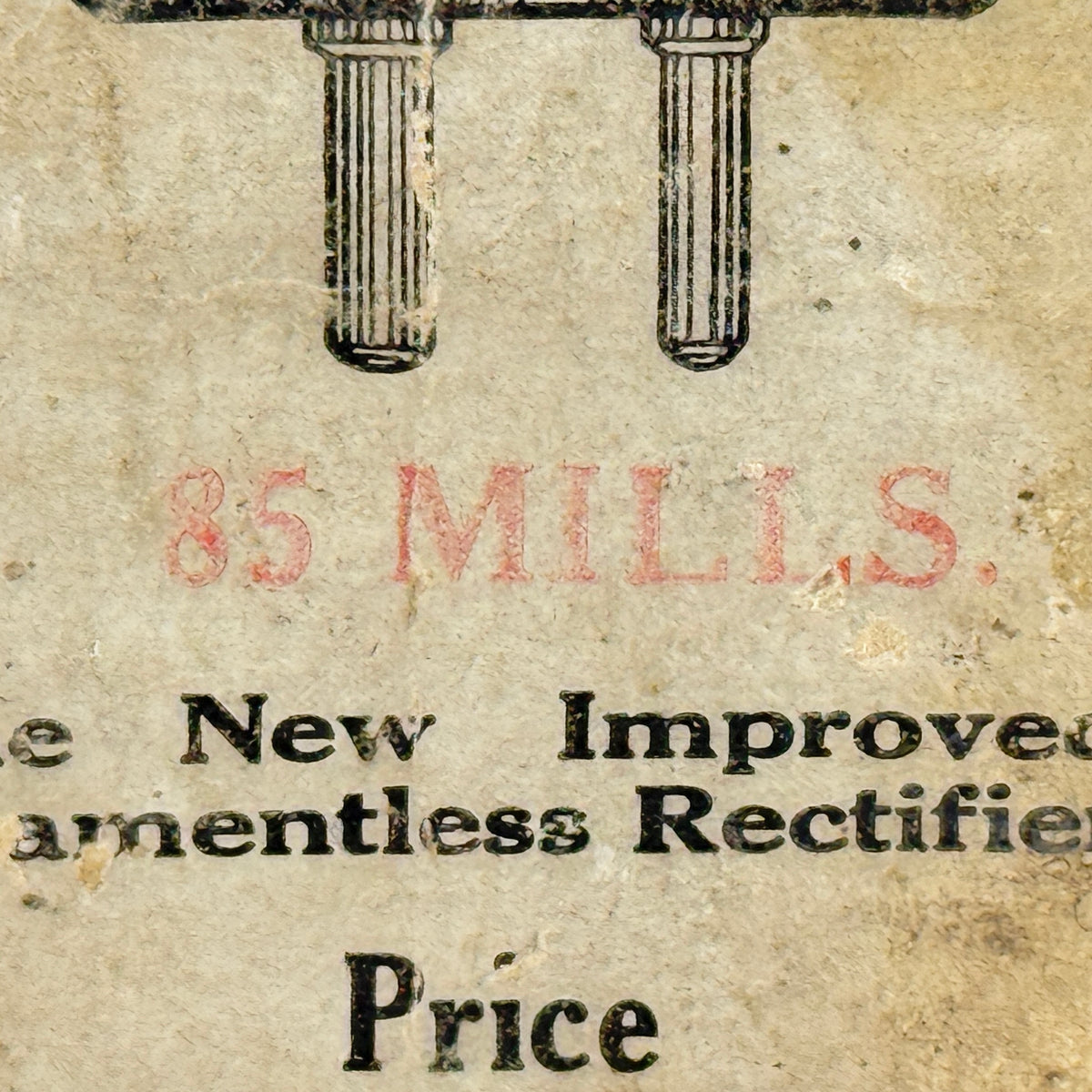 Rare 1920s QRS 85 Mills Rectifier Tube with Original Box Q.R.S. Redtop Tube
