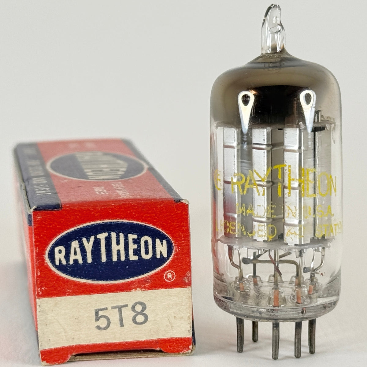 (1) Tested Raytheon 5T8 Tube with Box Code E20 Triple Diode High Mu Triode (a)