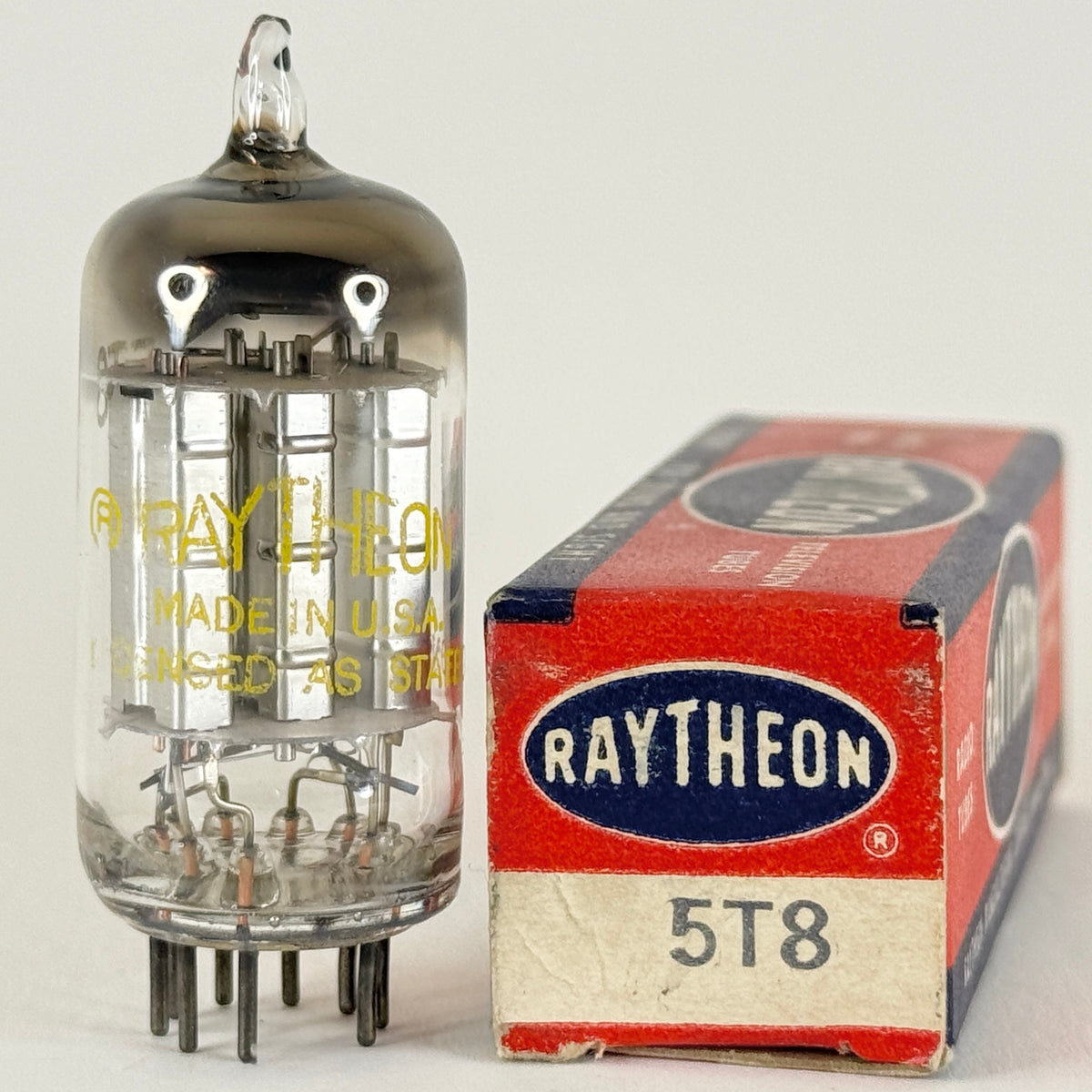 (1) Tested Raytheon 5T8 Tube and Box Code E20 Triple Diode High Mu Triode (c)