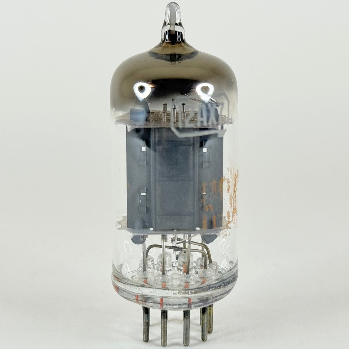 (1) Tested Balanced RCA 12AX7 Tube Gray Plates Tilted Square Getter Triode (b)