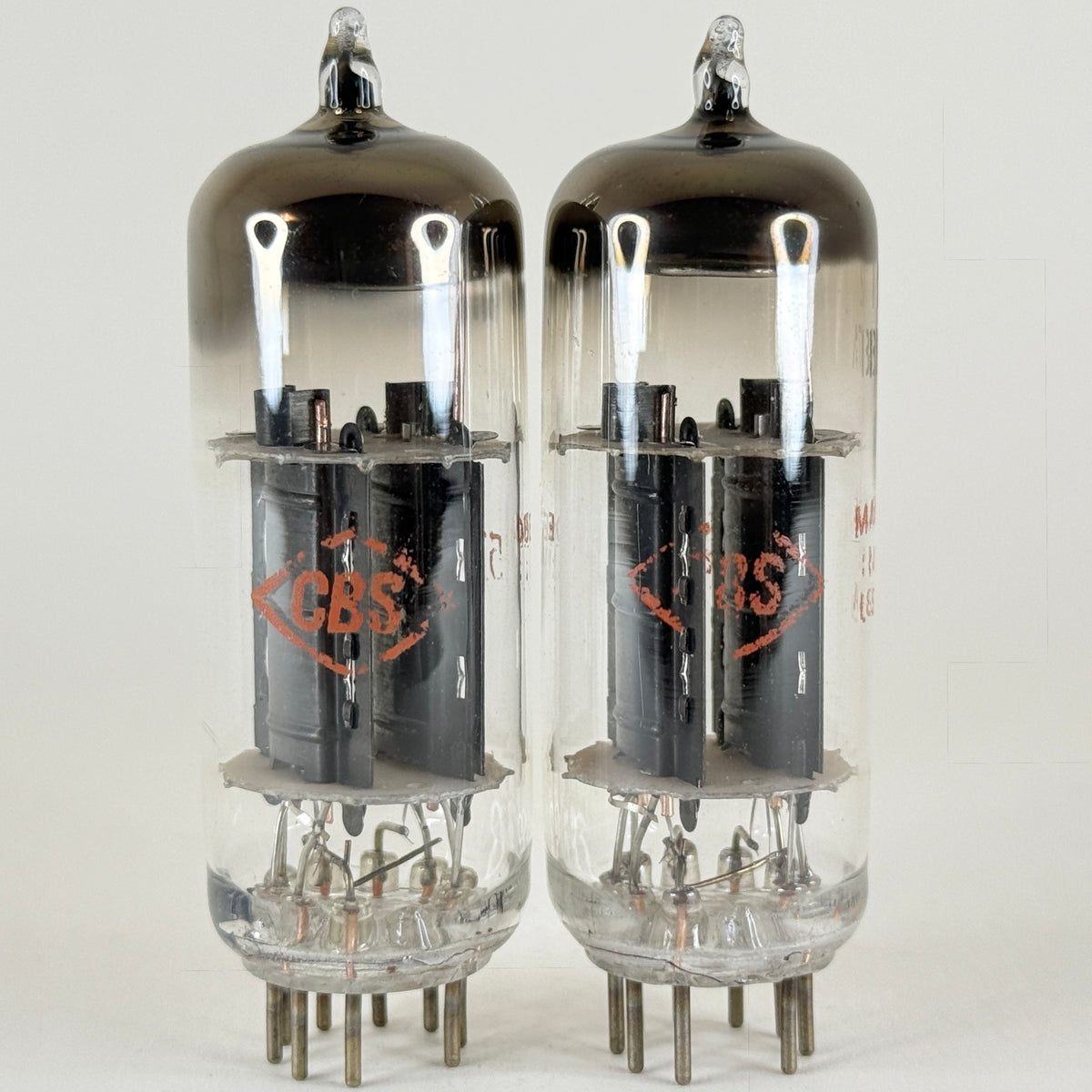 Tested Matched Pair CBS 12BH7A Tubes Codes 57-26 Black Plates Horseshoe Getters