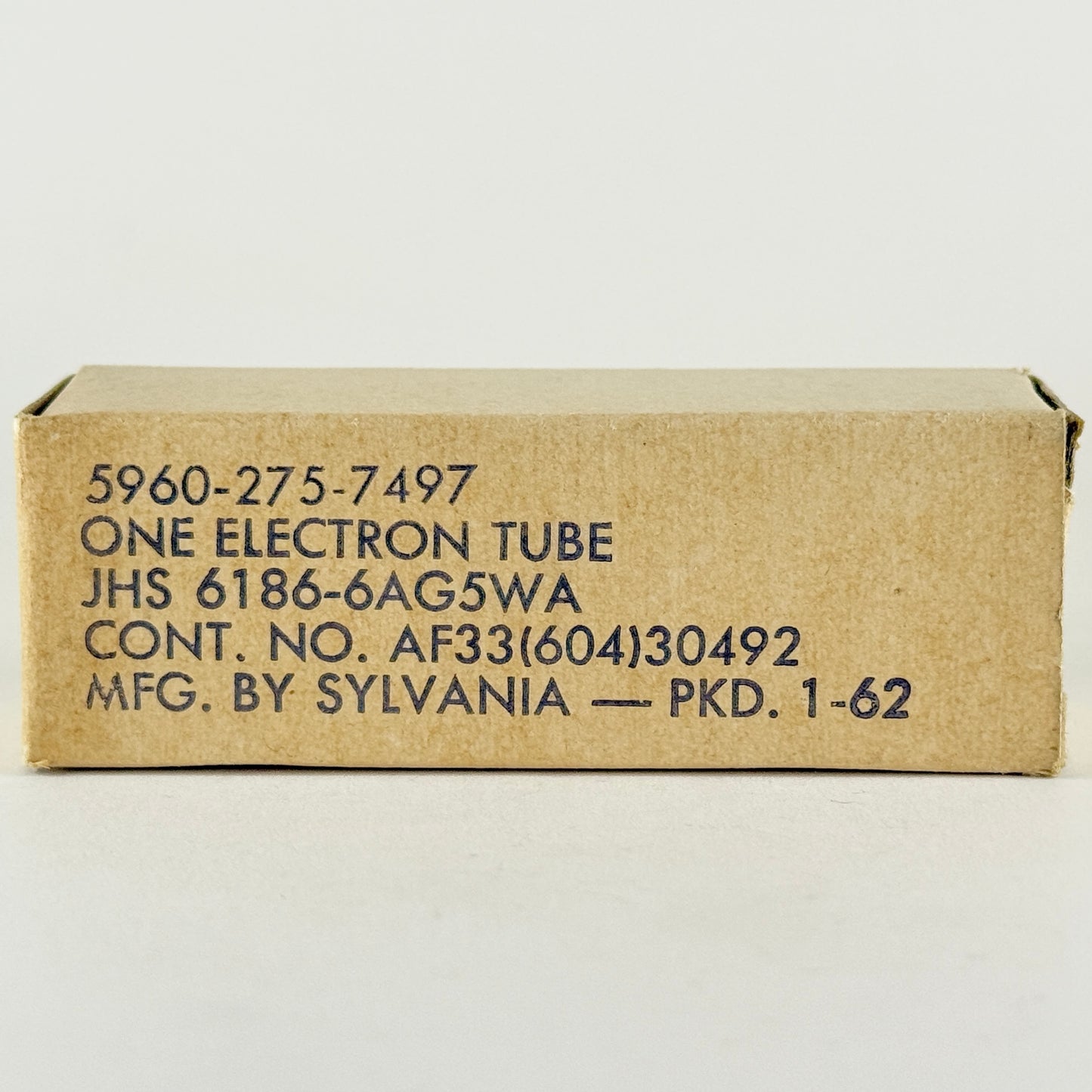 (1) Tested 1962 Sylvania JHS 6186 6AG5WA Tube and Box Code 6202 Pentode Tube
