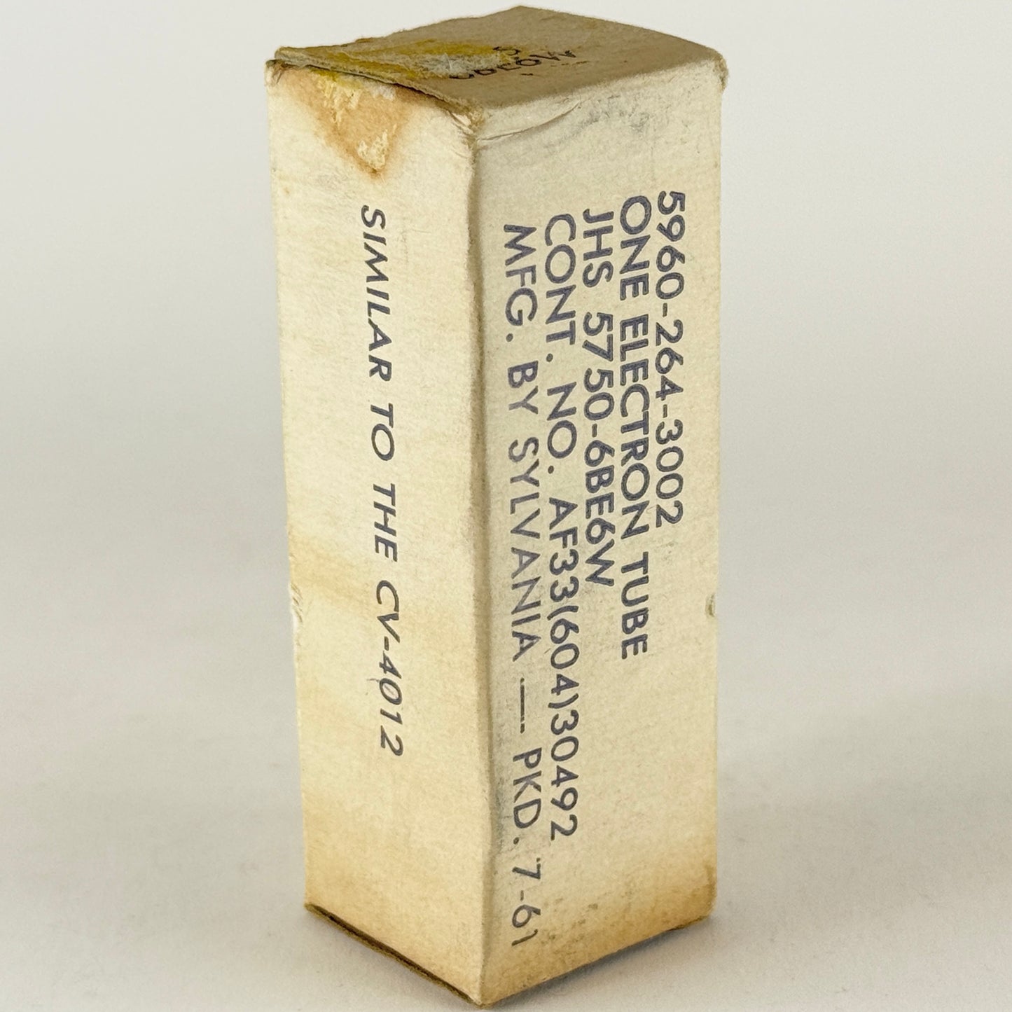 (1) Tested 1961 Sylvania JHS 5750 6BE6W Tube with Box Code 6130 6BE6 W Tube