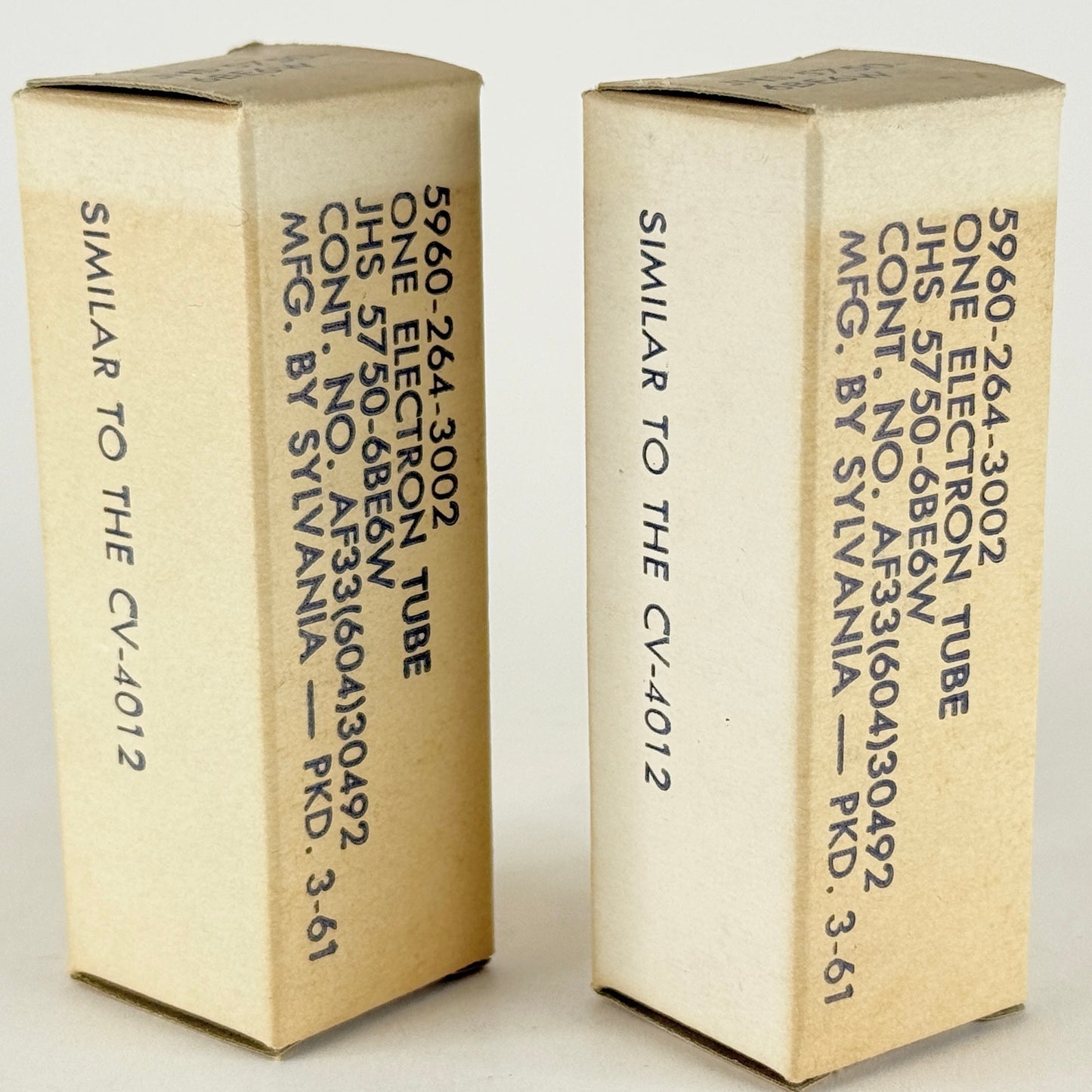Tested Matched Pair 1961 Sylvania JHS 5750 6BE6W Tubes with Boxes Code 6130