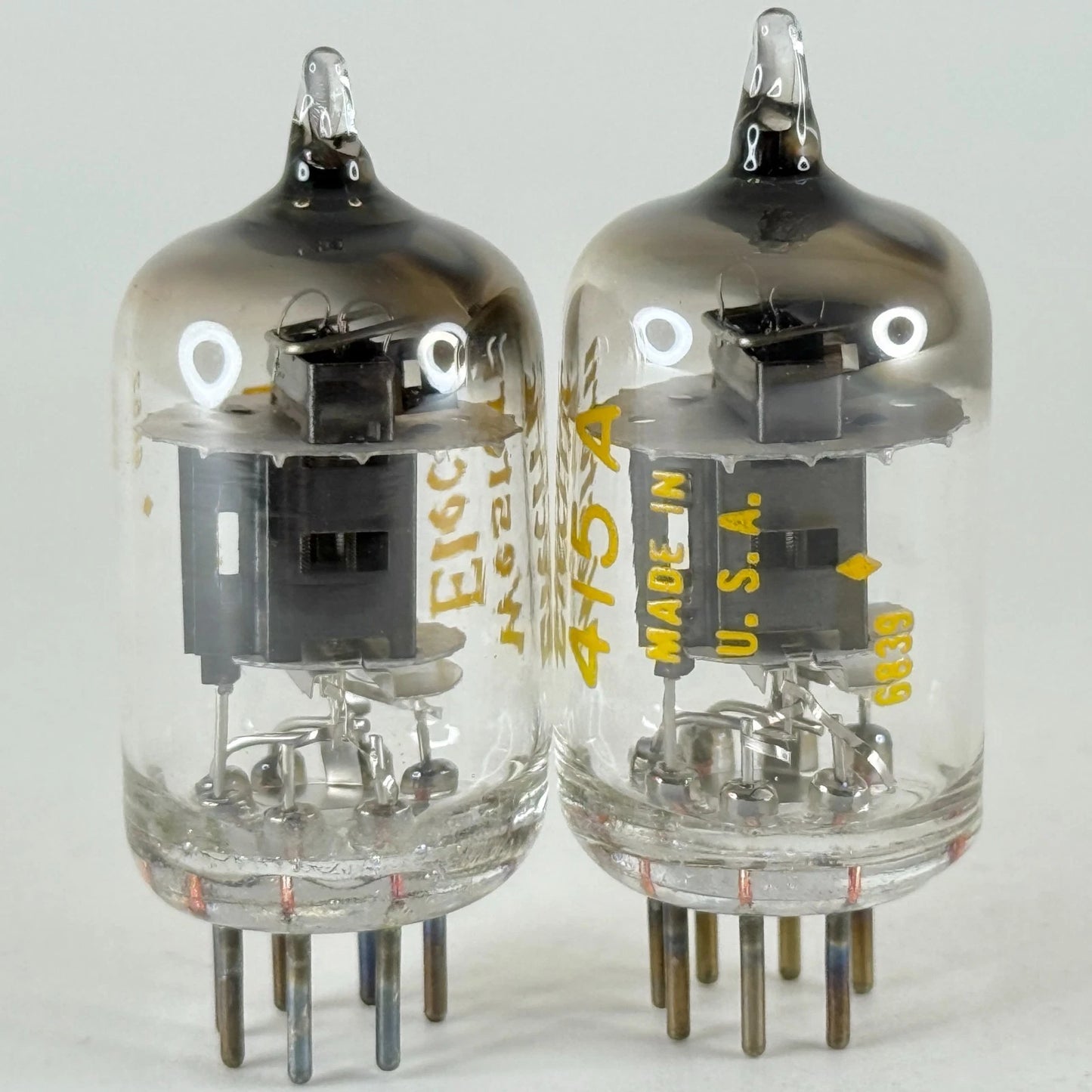 Tested Matched Pair 1968 Western Electric 415A Tubes Black Plate Codes 6852 6839