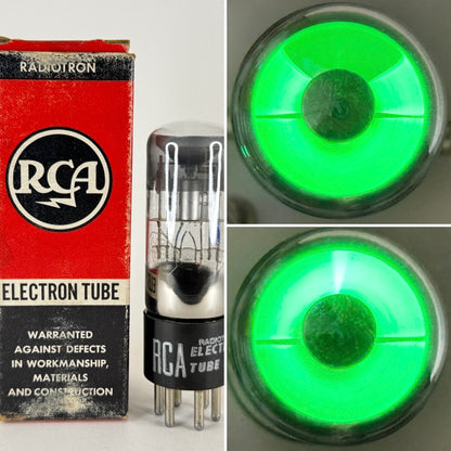 (1) Tested RCA 6AB5 6N5 Eye Tube with Box Bright Green Magic Eye Code 513