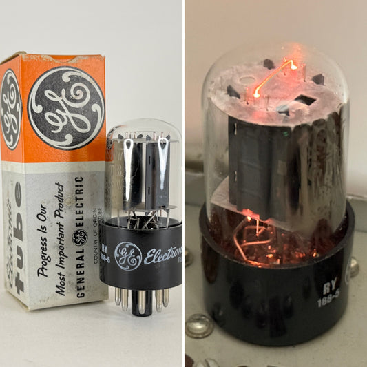 (1) Tested Balanced GE 6SN7GTB Tube & Box Code RY Glow Top Filament 6SN7GT