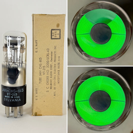 (1) NOS Tested 1944 Sylvania JAN CHS 6E5 Eye Tube VT-215 Mil Spec 6E5 Tube (a)