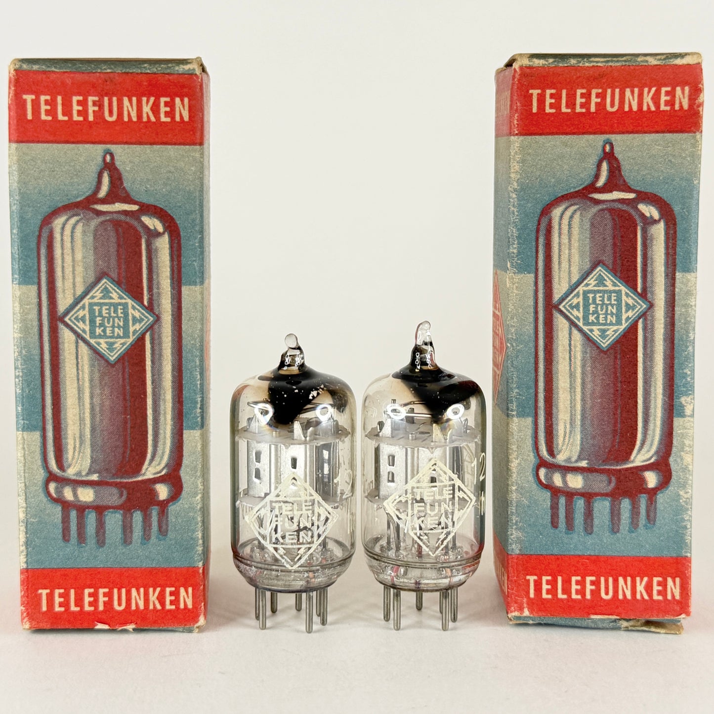 Tested Matched Pair Telefunken 12AL5 Tubes with Boxes Codes ha. Double Diode (a)