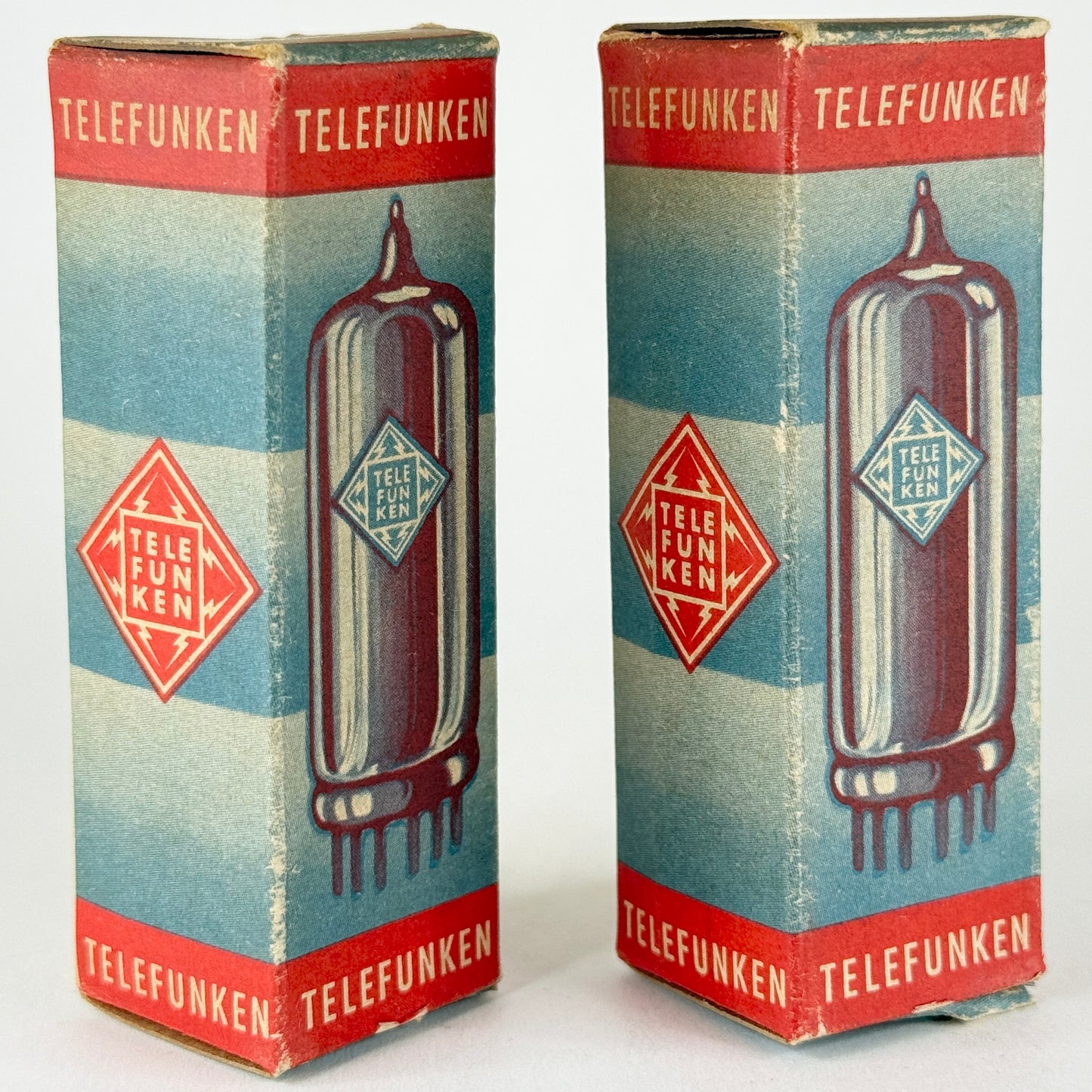Tested Matched Pair Telefunken 12AL5 Tubes with Boxes Codes ha. Double Diode (a)