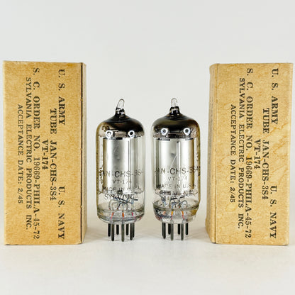 Tested Matched Pair 1945 Sylvania JAN CHS 3S4 Tubes with Boxes Date Codes E4 (a)