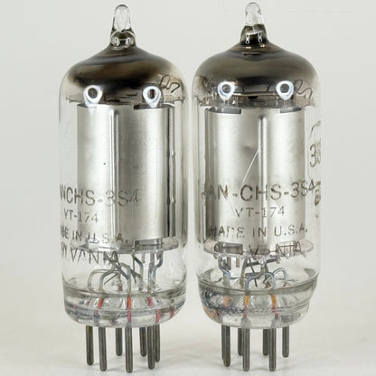 Tested Matched Pair 1945 Sylvania JAN CHS 3S4 Tubes with Boxes Date Codes E4 (a)