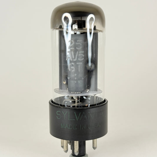 (1) Tested Strong Sylvania 25AV5GT Tube Gray Plates Halo Getter Beam Pentode (c)