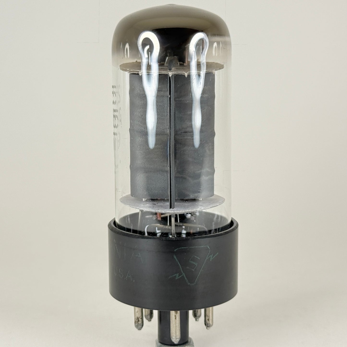 (1) Tested Strong Sylvania 25AV5GT Tube Gray Plates Halo Getter Beam Pentode (c)