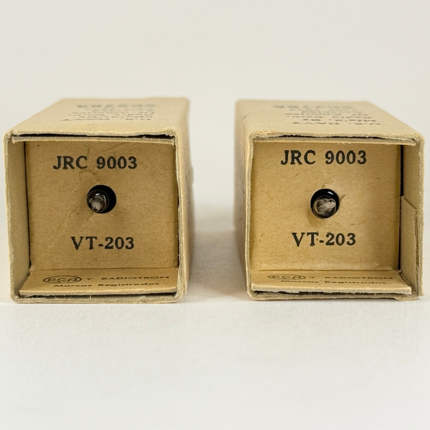 Tested Matched Pair 1944 RCA JRC 9003 Tubes VT-203 and Boxes Codes H3E (a)