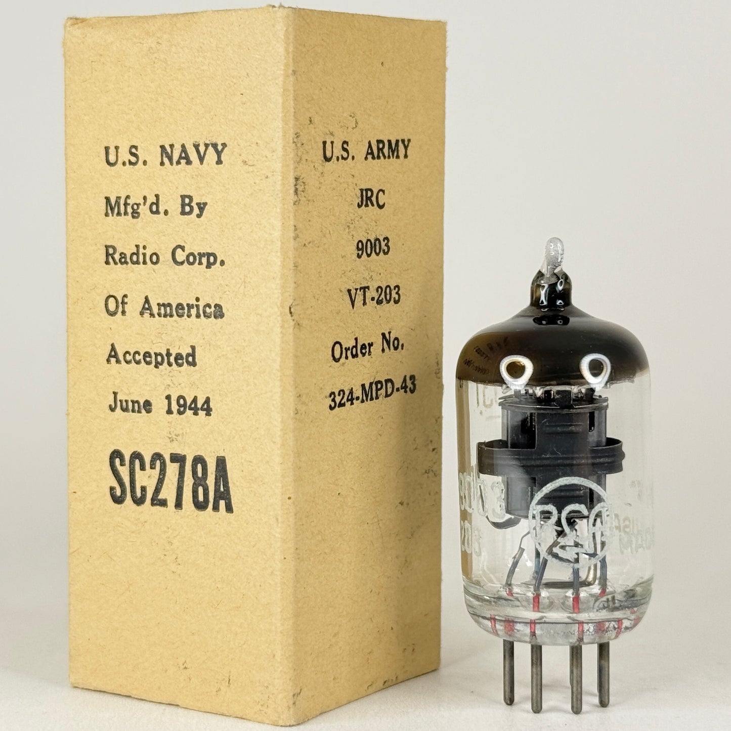 (1) Tested 1944 RCA JRC 9003 Tube VT-203 with Box Date Code H3E Pentode Tube (b)