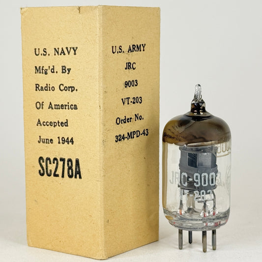 (1) Tested 1944 RCA JRC 9003 Tube Military VT-203 with Box Code H3E Pentode (d)