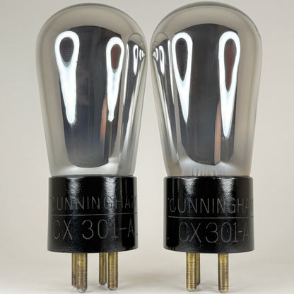 Tested Matched Pair Cunningham CX 301 A Tubes Type 01A Tubes Globe Brass Pins