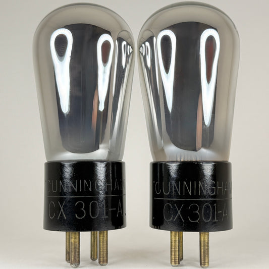 Tested Matched Pair Cunningham CX 301 A Tubes Type 01A Tubes Globe Brass Pins