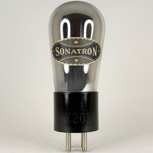 (1) Tested Sonatron X201A Tube Bullseye Base 01A Tube Brass Pins Globe Tube (a)