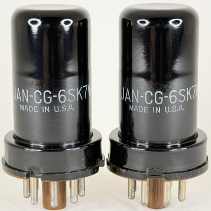 Tested Matched Pair GE JAN CG 6SK7WA Tubes Mil Spec 6SK7 WA Codes 62-13 Pentodes