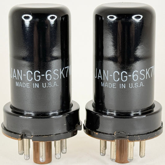 Tested Matched Pair GE JAN CG 6SK7WA Tubes Mil Spec 6SK7 WA Codes 62-13 Pentodes