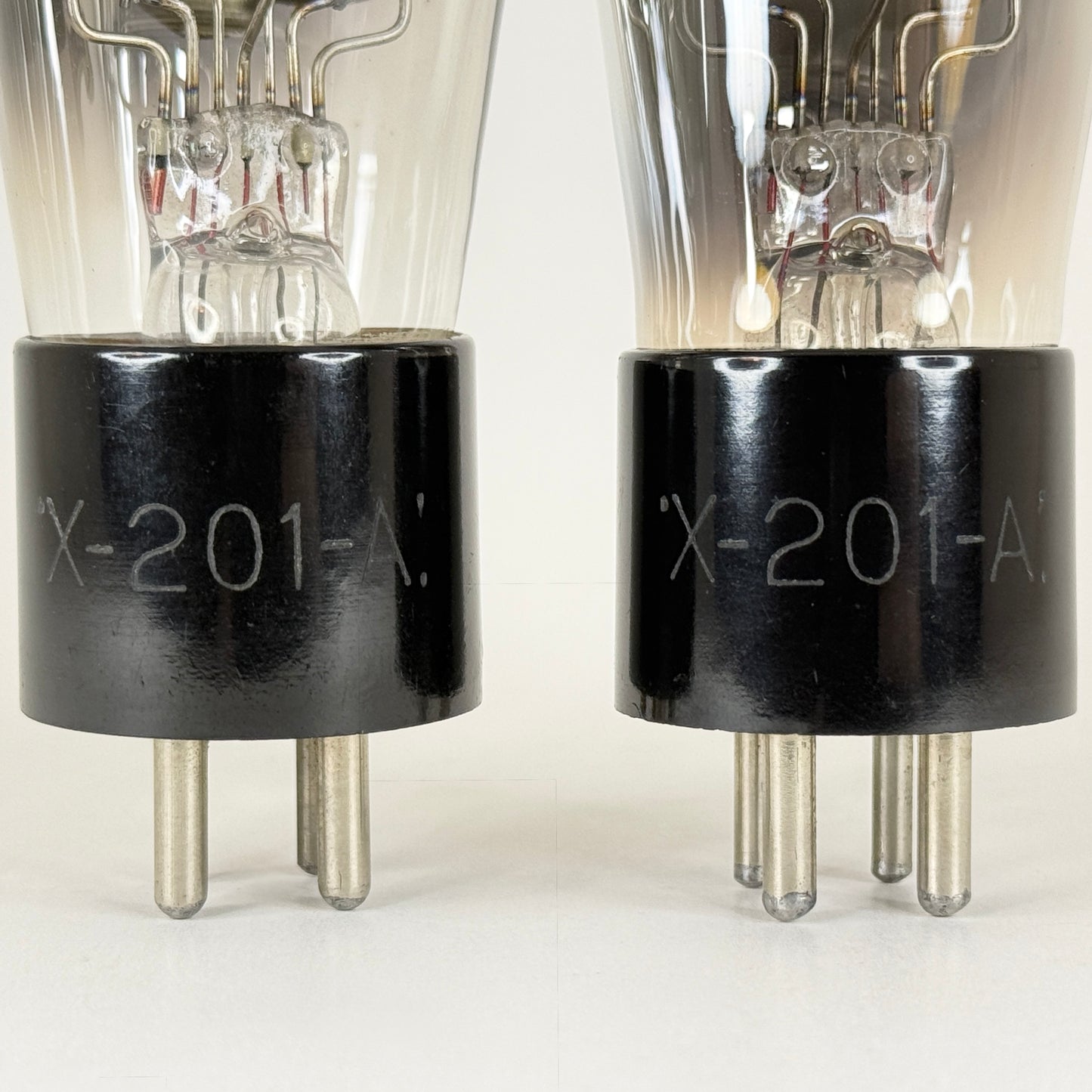 Tested Matched Pair Gold Seal X-201-A Tubes Type 01A Tubes Globe Bullseye Bases