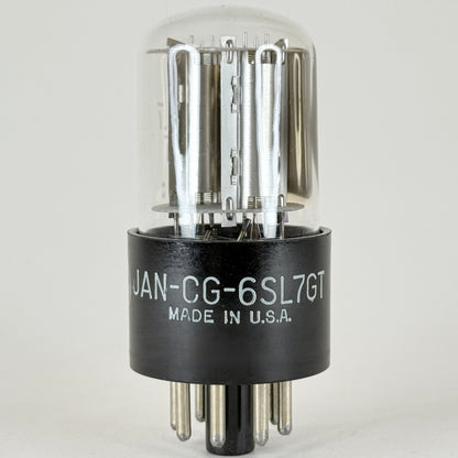 (1) Tested Balanced GE JAN CG 6SL7GT Tube Mil Spec Silver Plates Date Code 56-17
