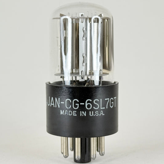 (1) Tested Balanced GE JAN CG 6SL7GT Tube Mil Spec Silver Plates Date Code 56-17