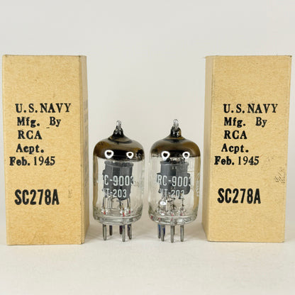 Tested Matched Pair 1945 RCA JRC 9003 Tubes VT-203 with Boxes Codes VIE (a)