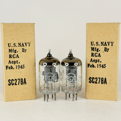 Tested Matched Pair 1945 RCA JRC 9003 Tubes with Boxes VT-203 Codes VIE (b)