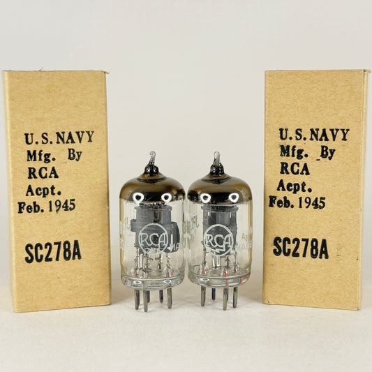 Tested Matched Pair 1945 RCA JRC 9003 Tubes with Boxes VT-203 Codes VIE (b)