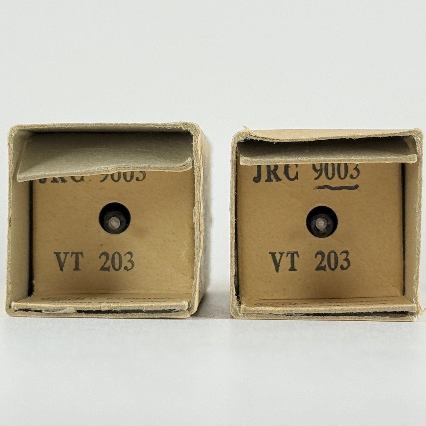 Tested Matched Pair 1945 RCA JRC 9003 Tubes with Boxes VT-203 Codes VIE (b)