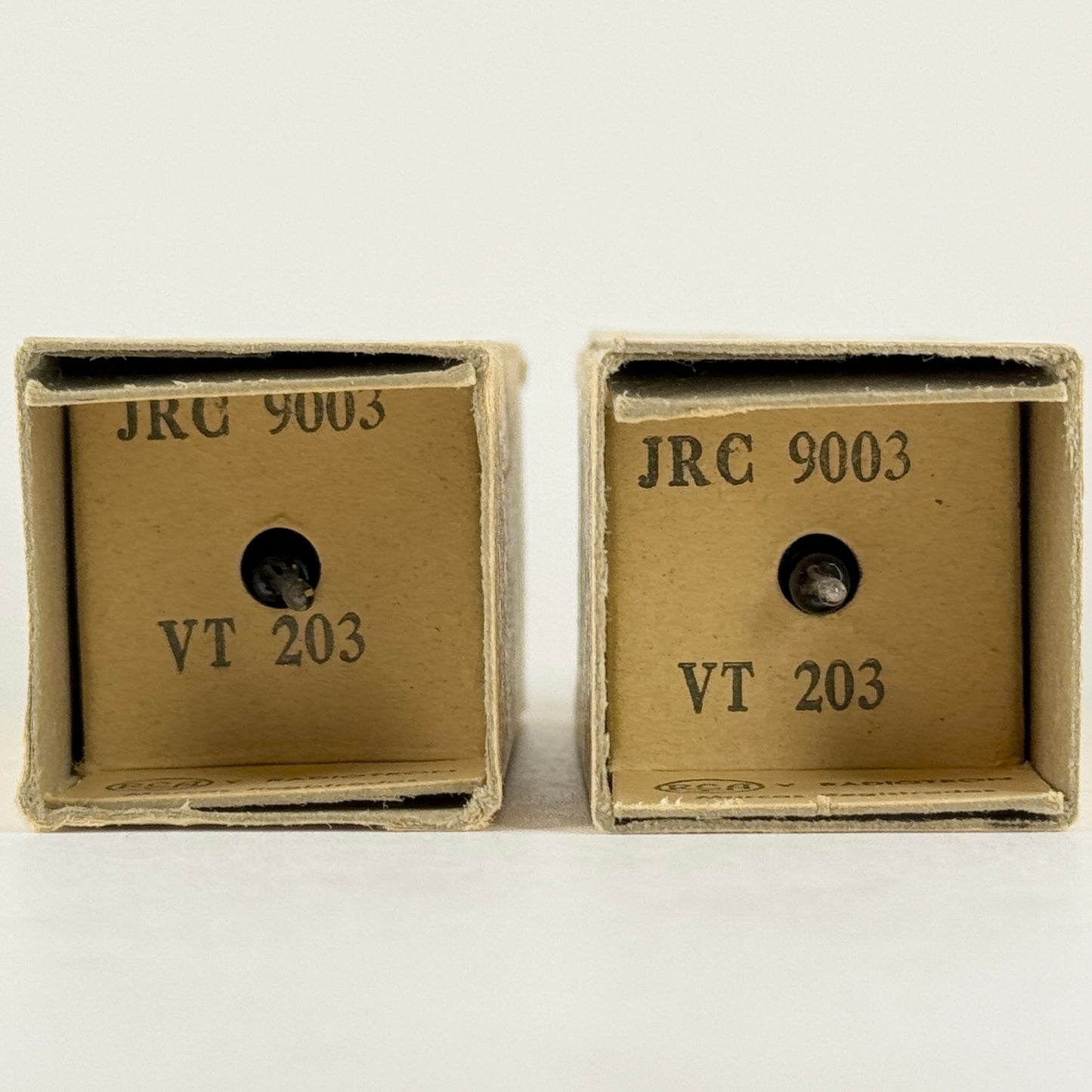 Tested Matched Pair 1945 RCA JRC 9003 Tubes & Boxes VIE Mil Spec VT-203 (c)
