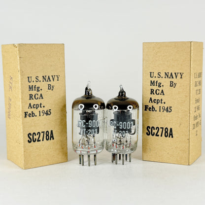 Tested Matched Pair 1945 RCA JRC 9003 Tubes VT-203 with Boxes Codes VIE (d)